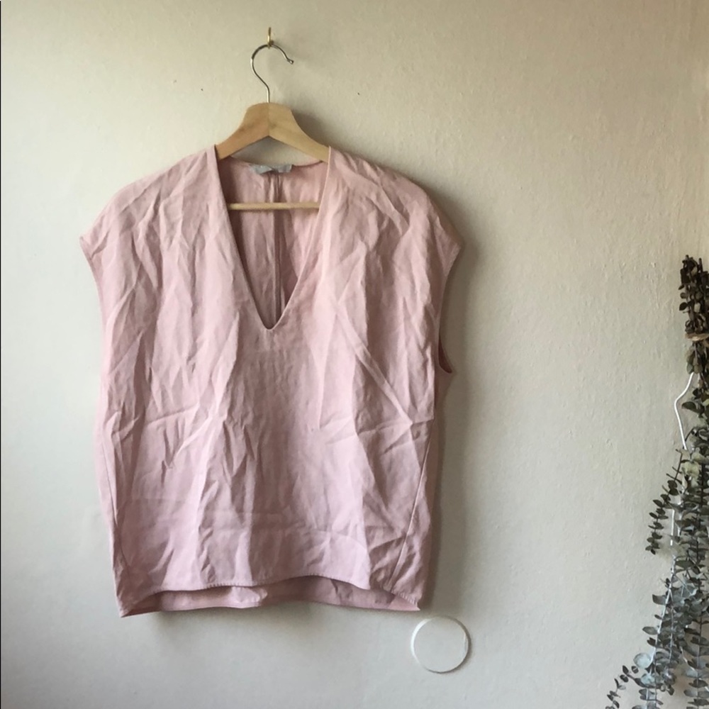 Everlane Sleeveless Boxy Deep VNeck Light Pink